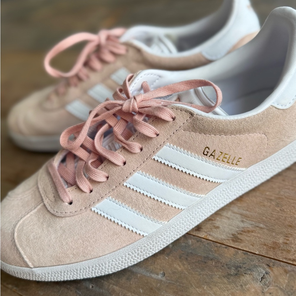 Adidas Gazelle Women's Blush and White Sneakers